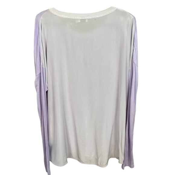 Vince Women's Contrast Top Silk Viscose Lilac Long Sleeve Size M (Flaw) Timeless - Picture 2 of 9